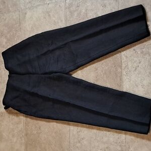 Talbots Petite Women Basic Black Irish Linen Adjustab Waist Pants Office Classic